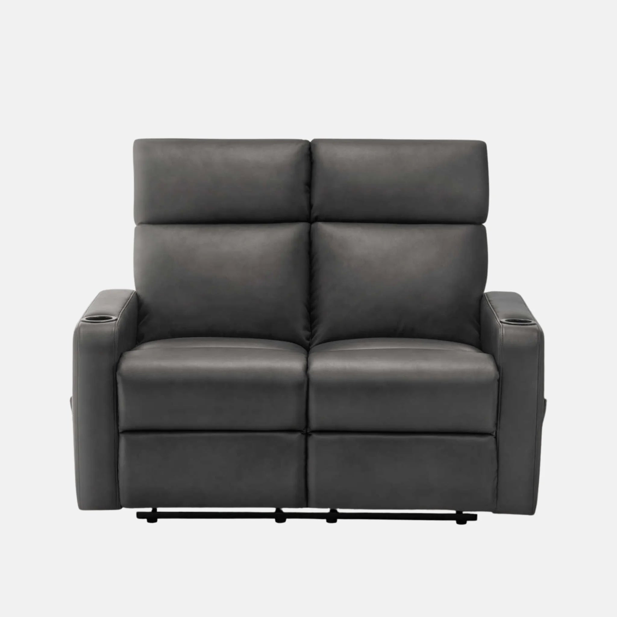 Causeuse Inclinable Manuelle Similicuir Gris avec Porte-Gobelets