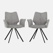 Primo Ensemble de 2 Chaises Salle à Manger avec Accoudoirs - Tissu Gris