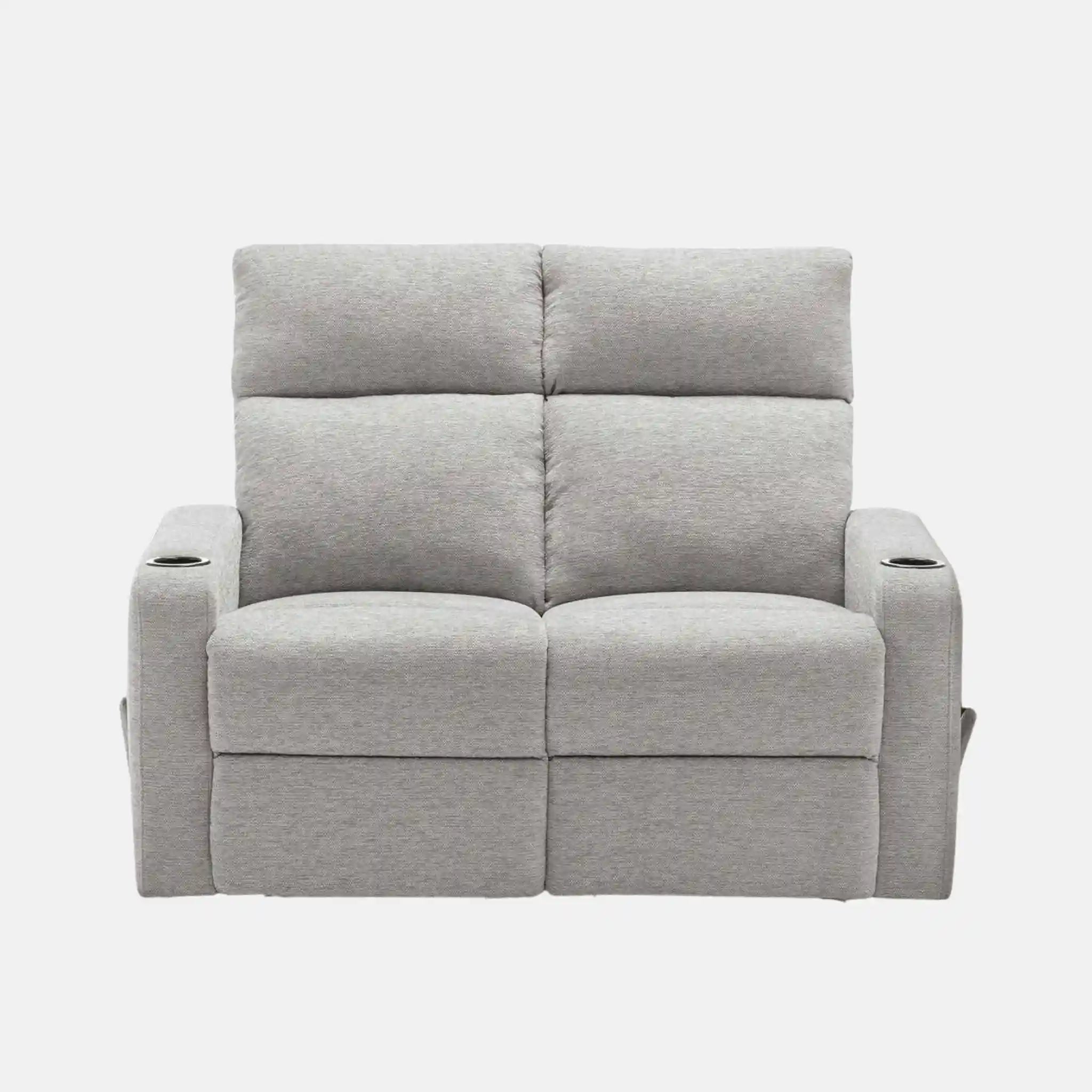 Divan Inclinable 2 Places Gris Clair avec Porte-Gobelets Intégrés