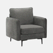 Fauteuil d'Appoint Gris Foncé 32 po en Tissu Métal Noir