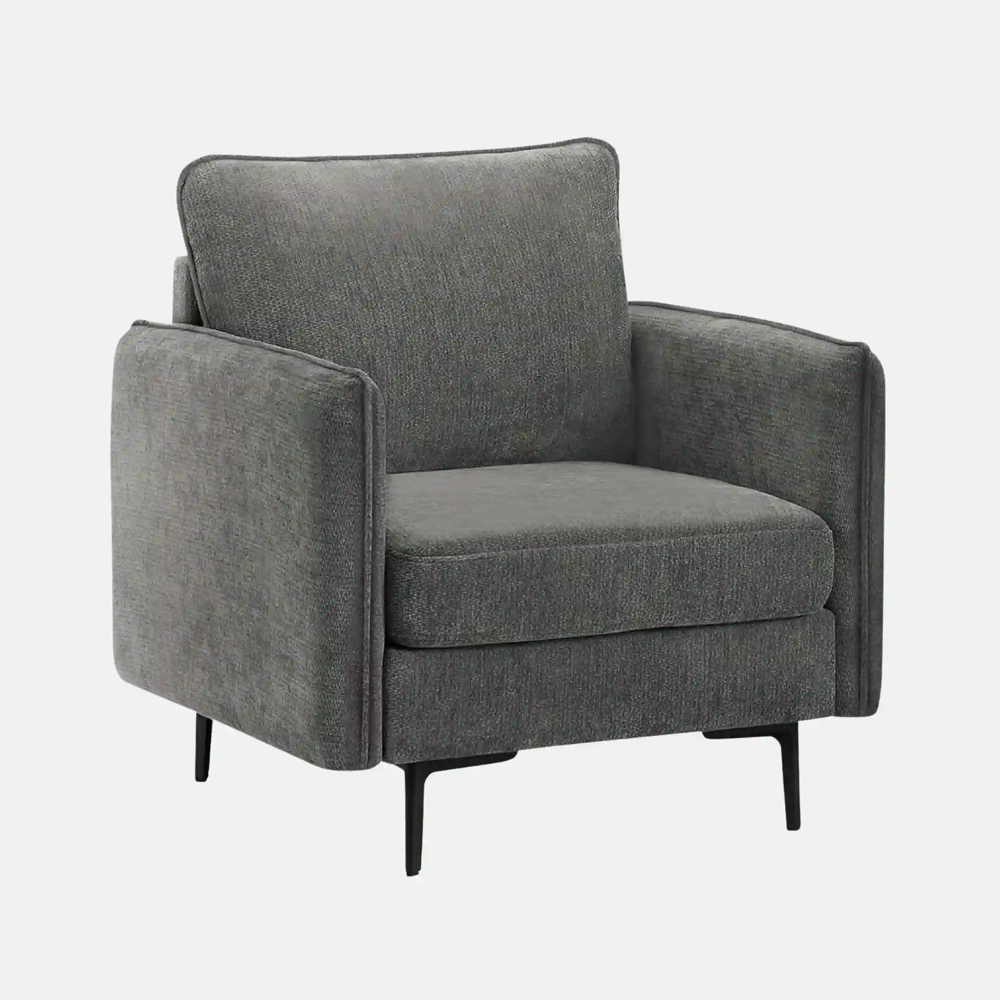 Fauteuil d'Appoint Gris Foncé 32 po en Tissu Métal Noir