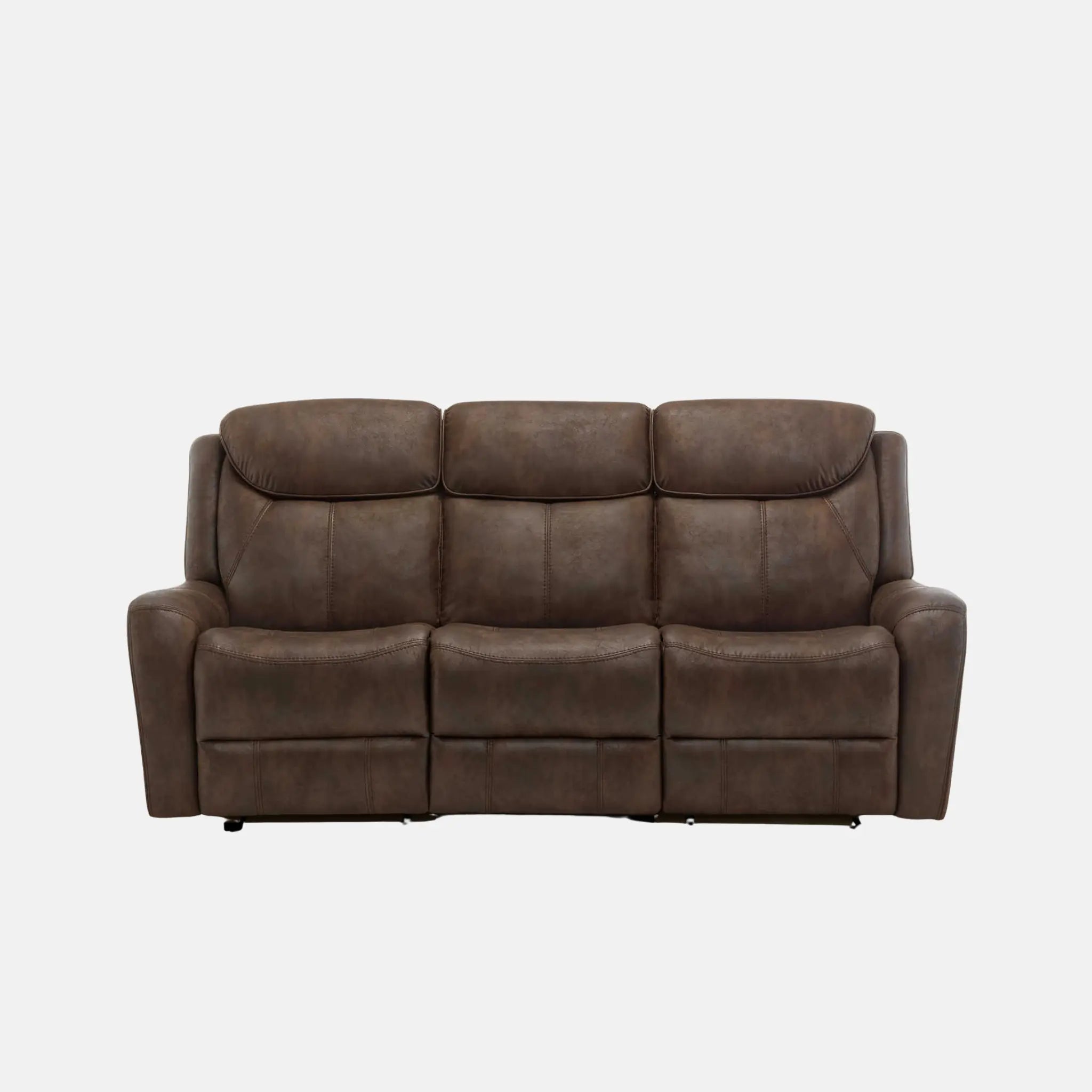 Divan Inclinable Électrique 3 Places Similicuir Brun avec Ports USB