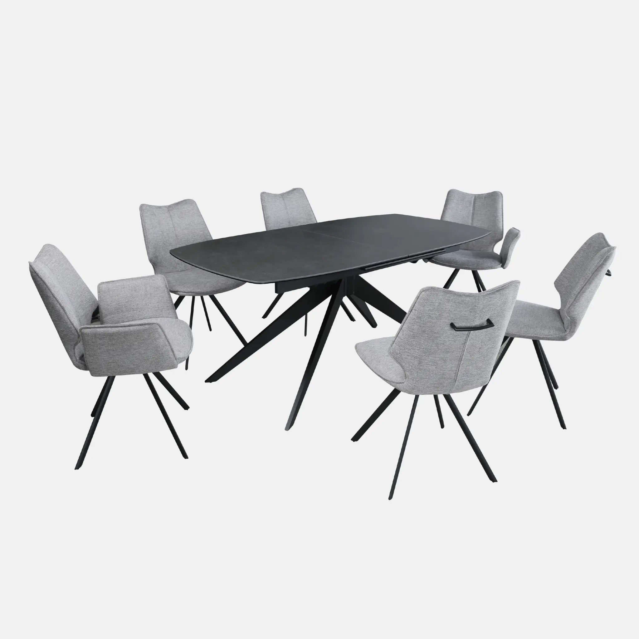 Primo Ensemble Salle à Manger Extensible 6 Places (71" à 94") - Noir et Gris