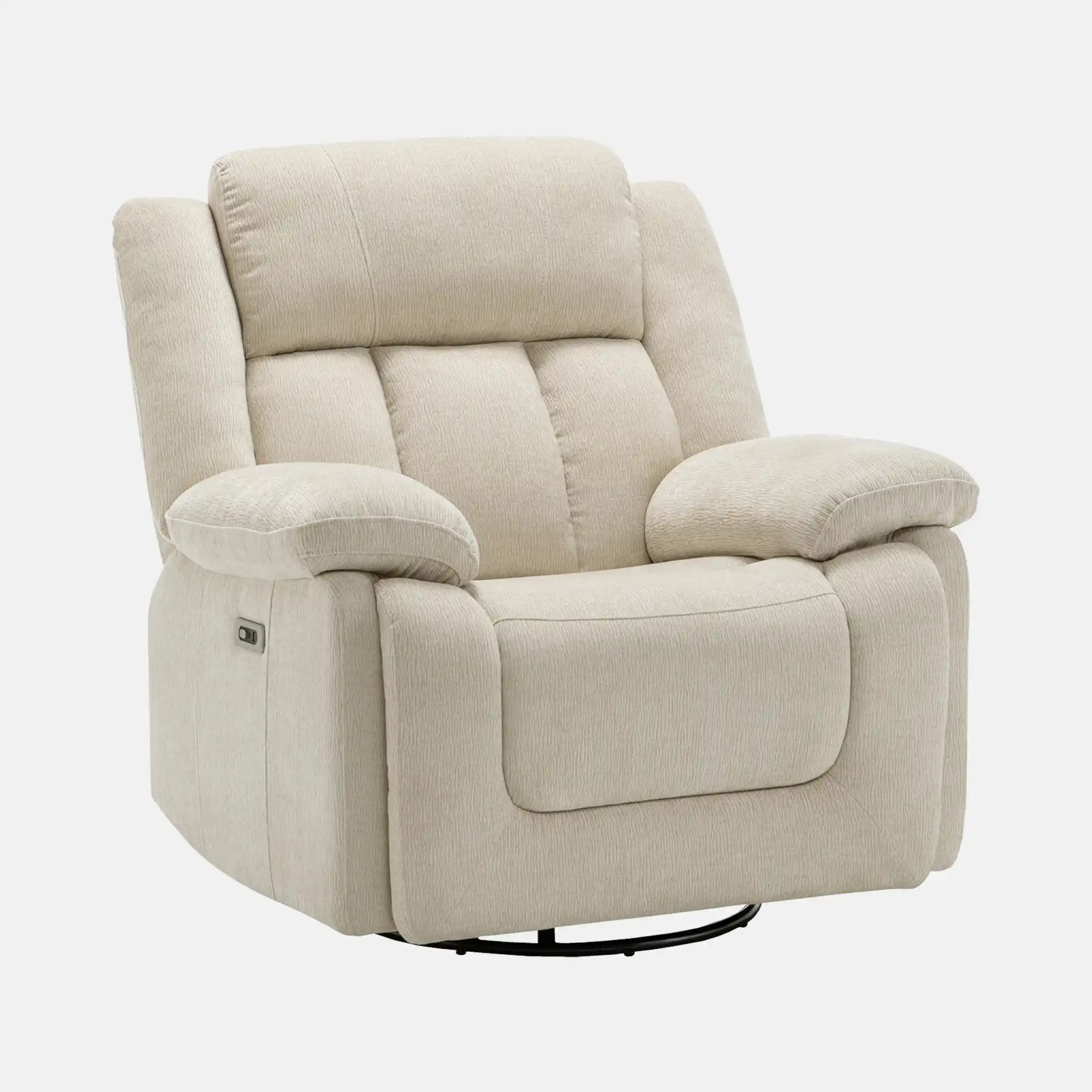 Fauteuil Inclinable Motorisé Pivotant et Bercant Beige avec Port USB
