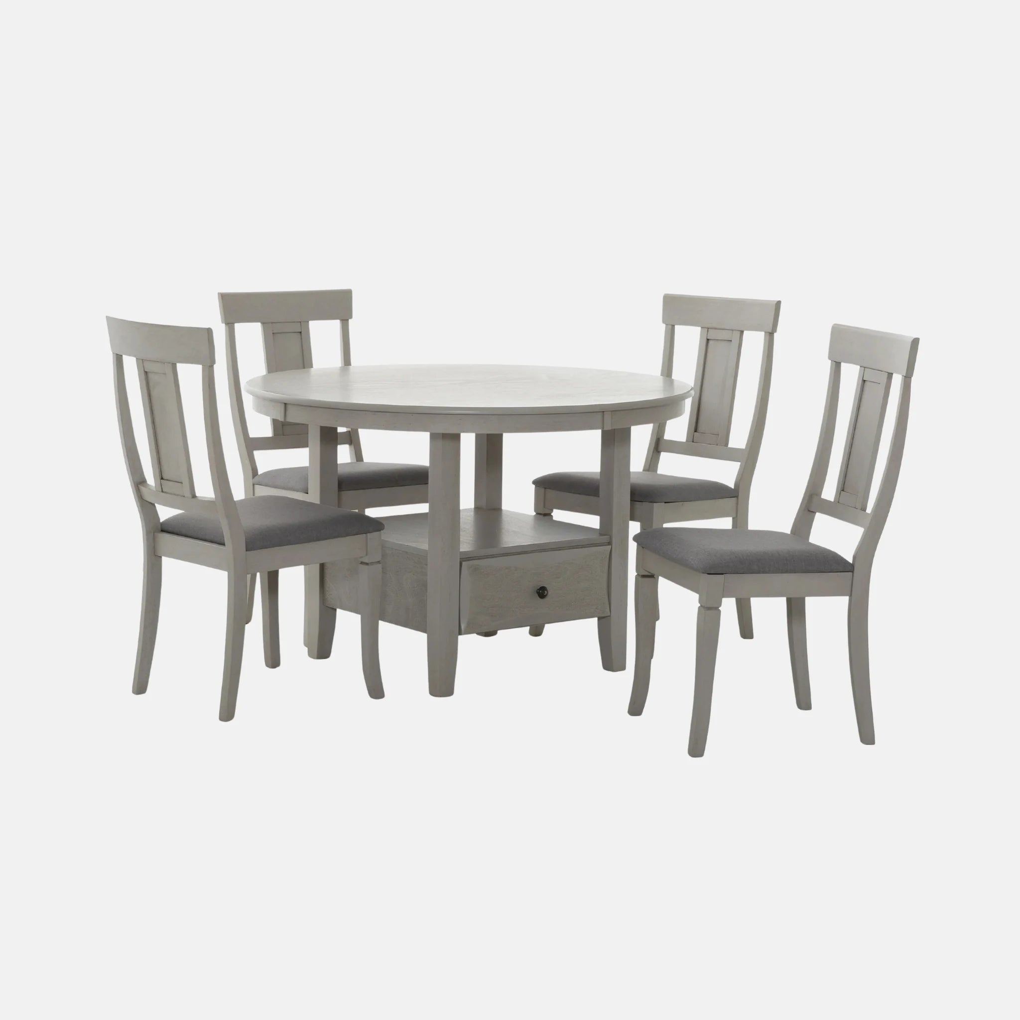 Set de Cuisine Table Ronde 47" avec Tiroir et 4 Chaises - Primo