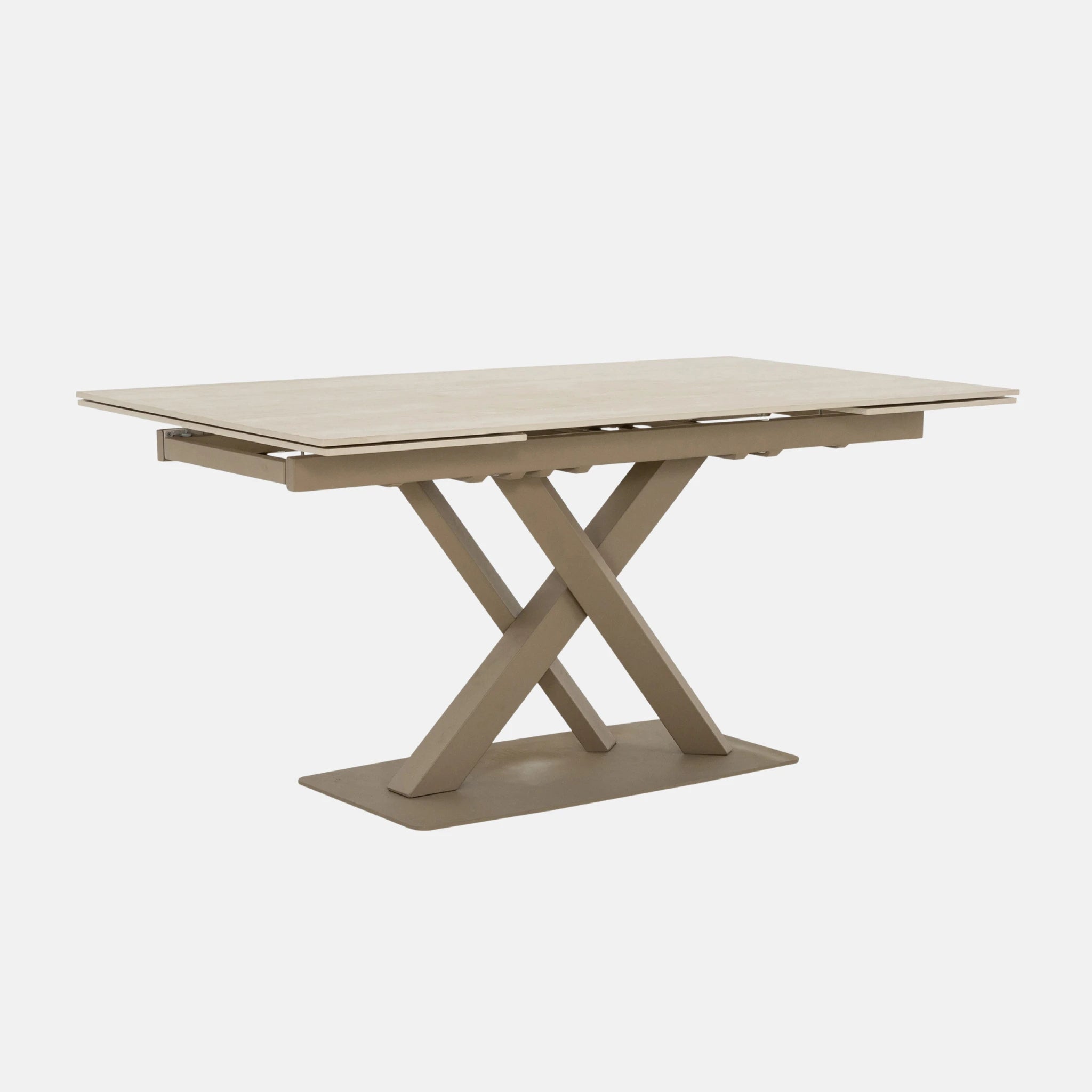 Primo Table de Cuisine avec Rallonges Intégrées (63" à 95") - Fini Travertin Khaki