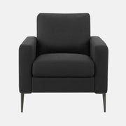 Fauteuil d'Appoint Contemporain en Tissu Noir avec Pieds Métal
