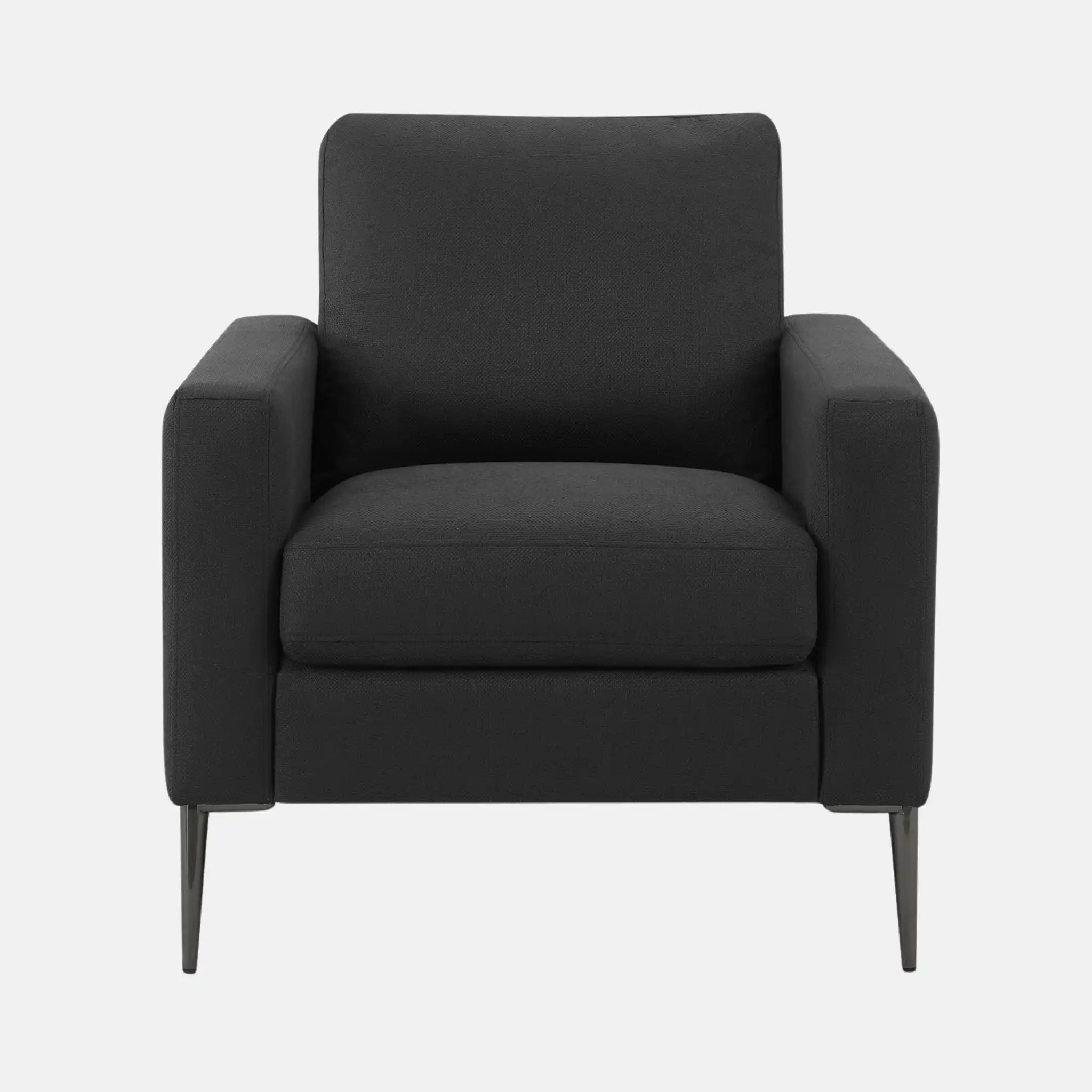 Fauteuil d'Appoint Contemporain en Tissu Noir avec Pieds Métal