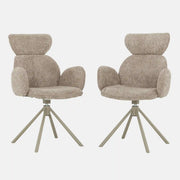 Primo International Ensemble de 2 Chaises de Cuisine Pivotantes en Tissu Taupe