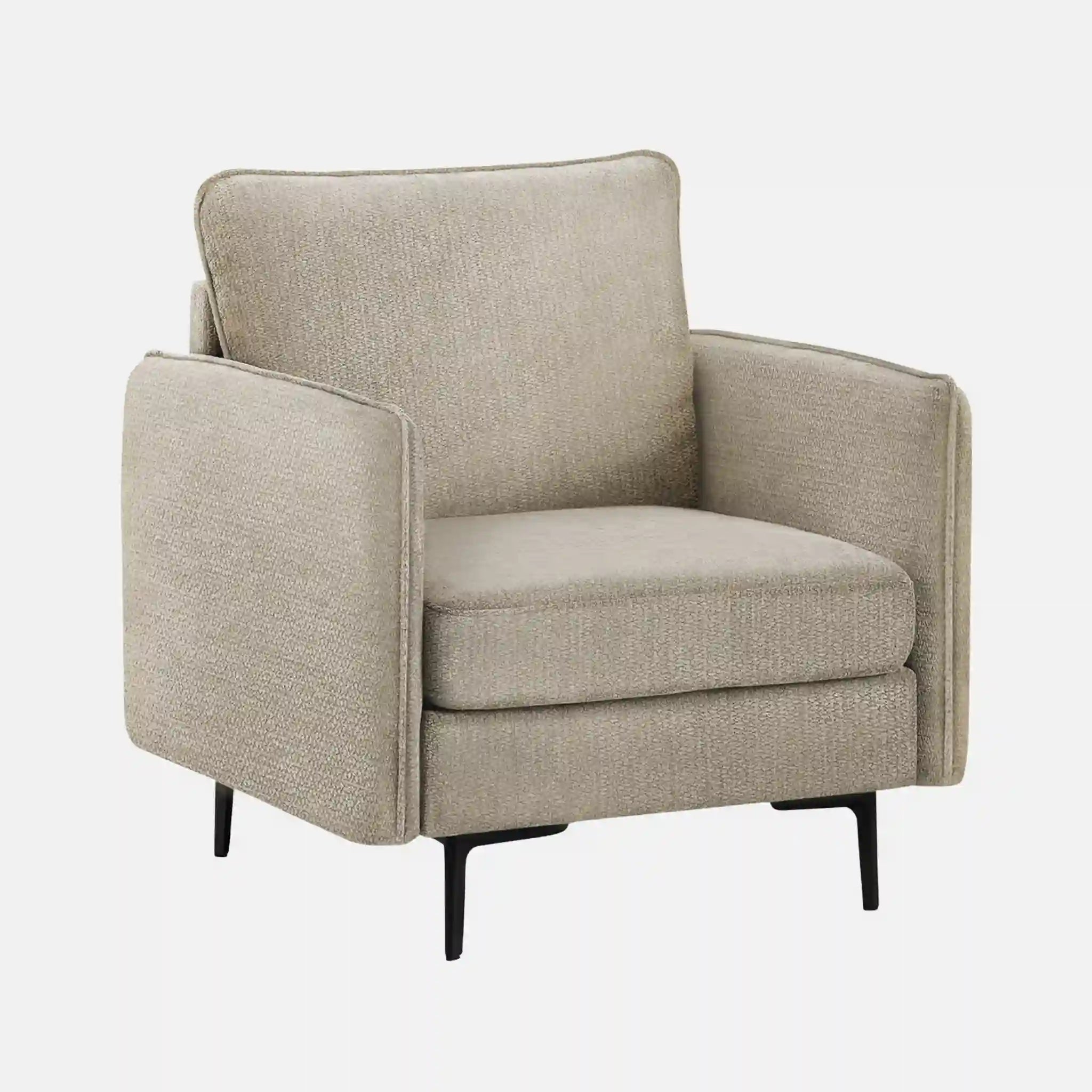 Fauteuil d'Appoint Beige 32 po avec Pieds Métalliques Noirs