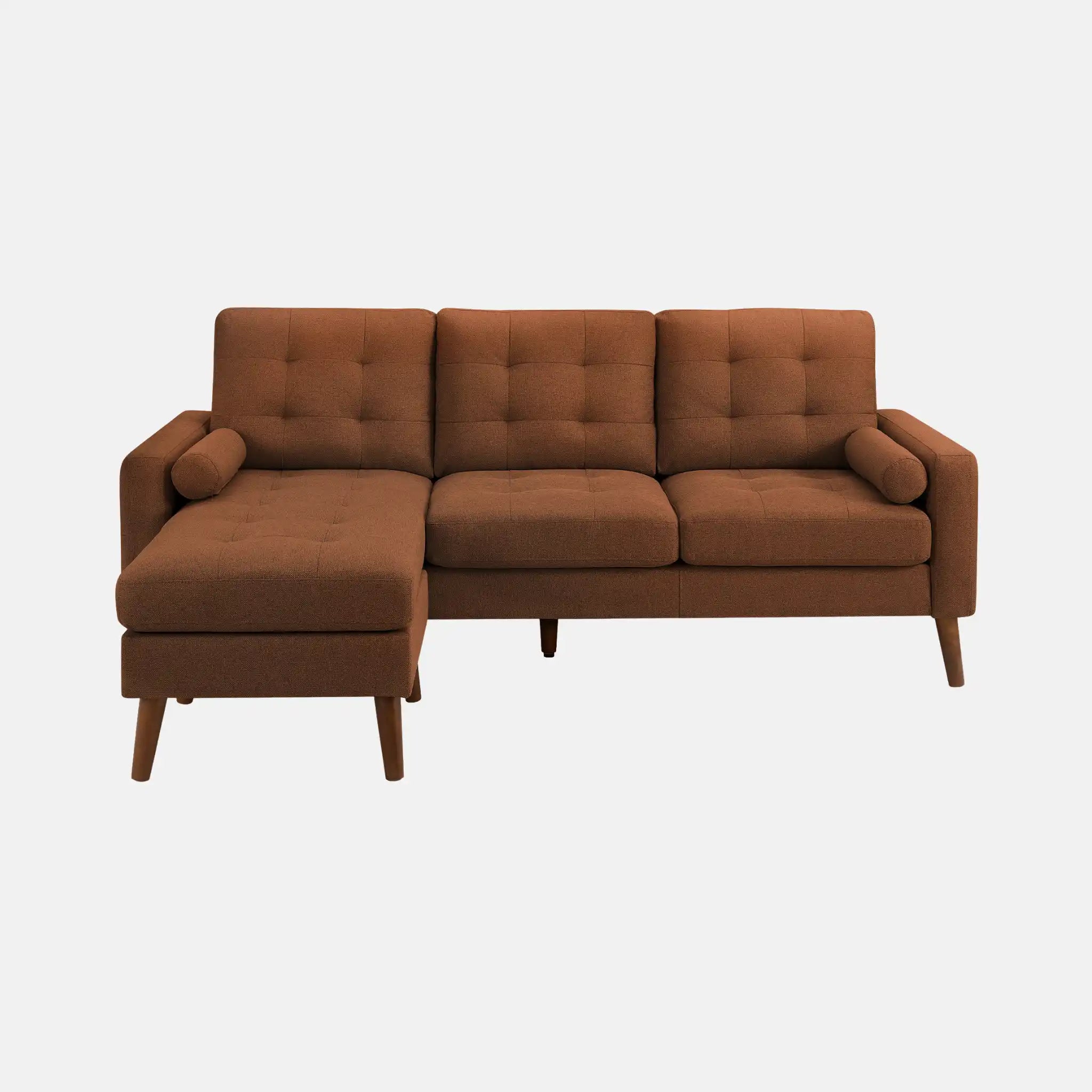 Monarch Specialties Canapé avec Chaise Longue 3 Places Réversible en Tissu Rouille 85"
