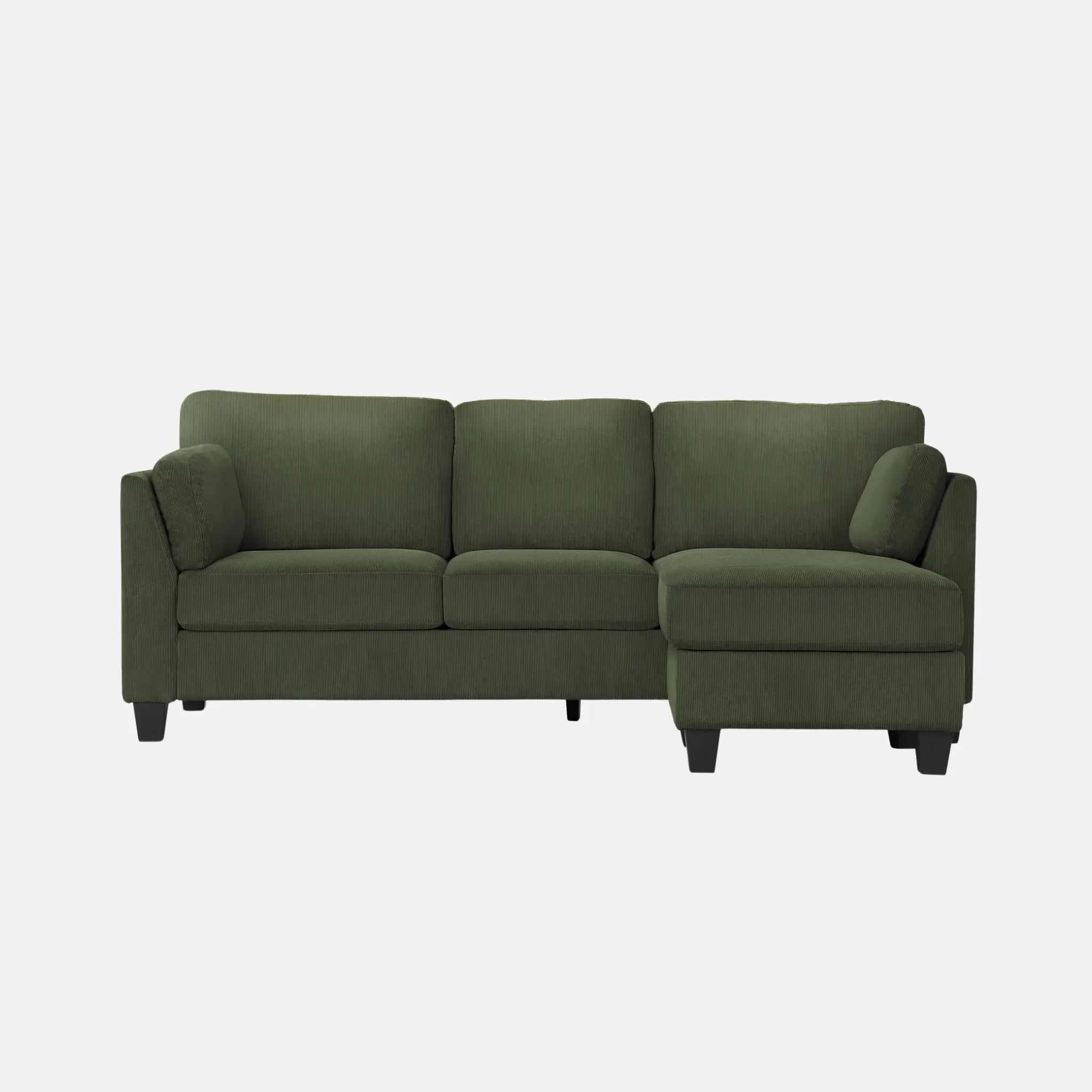 Sofa 3 Places avec Méridienne Réversible 87" Vert Olive Monarch