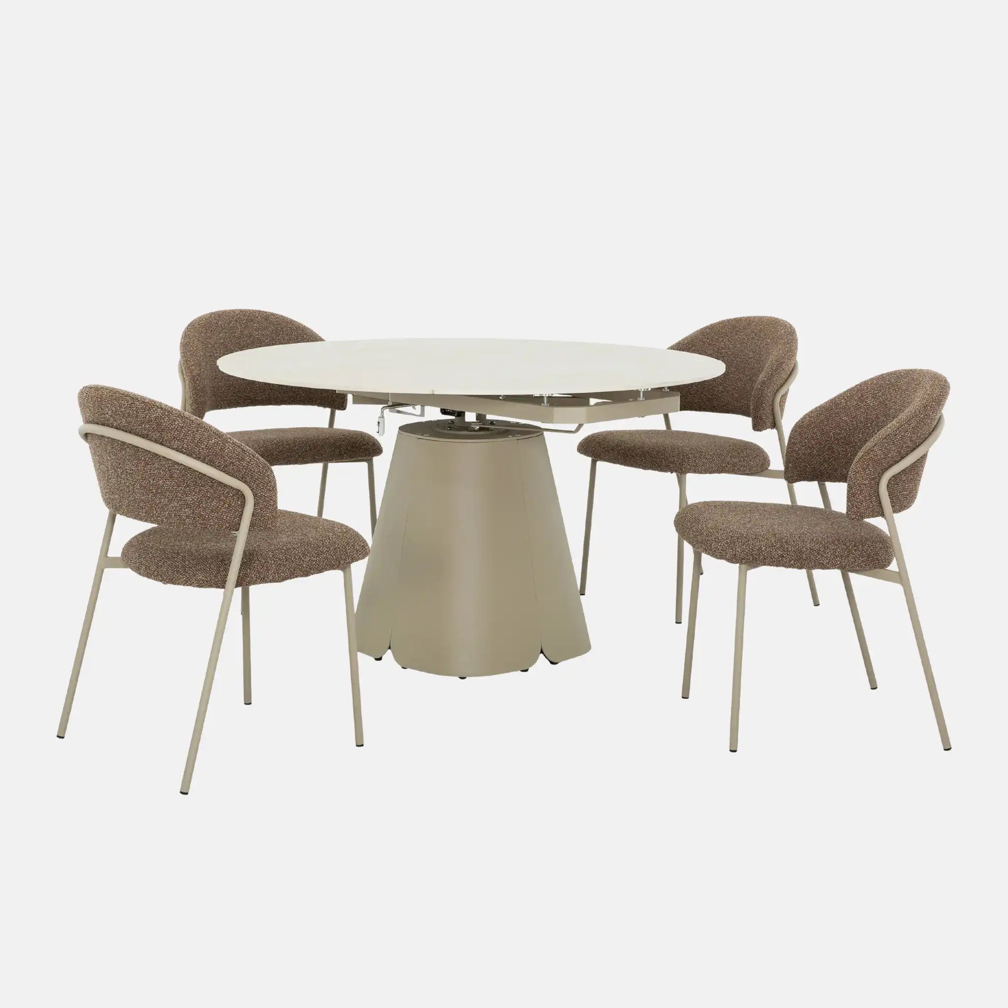 Primo Table Salle à Manger Extensible (32" à 52") avec Rallonge et 4 Chaises - Beige