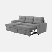 Divan Lit d'Angle 3 Places Gris Clair avec Chaise Longue Réversible