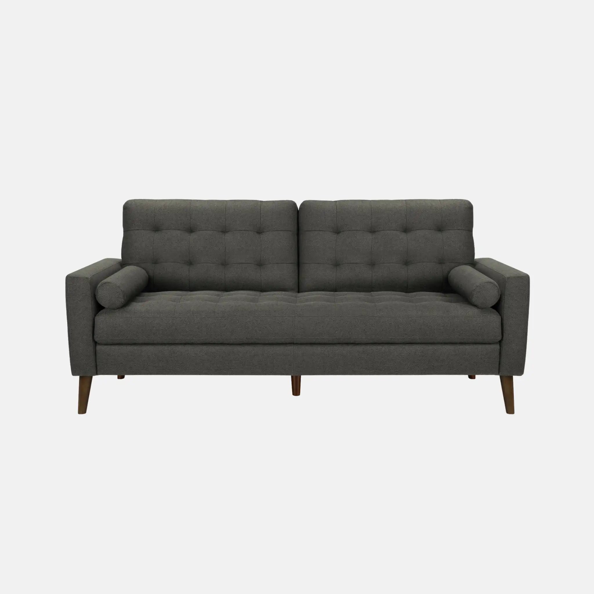 Canapé 3 Places Gris Foncé 75 Pouces avec 2 Coussins Cylindriques