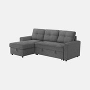 Canapé Lit Sectionnel 3 Places Gris Foncé avec Chaise Longue Réversible
