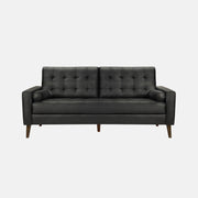 Divan 3 Places Cuir Synthétique Noir 75 Pouces avec 2 Coussins