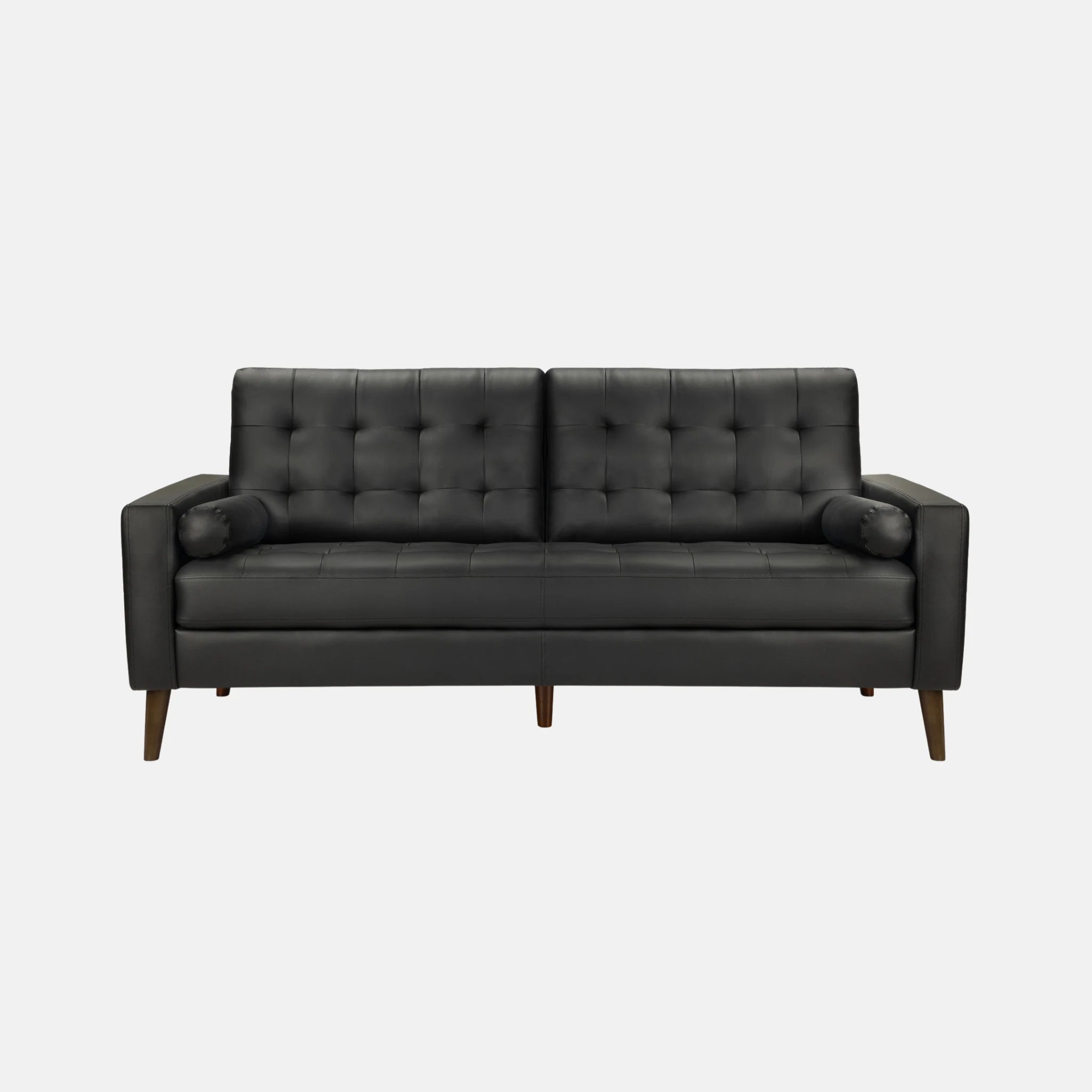 Divan 3 Places Cuir Synthétique Noir 75 Pouces avec 2 Coussins