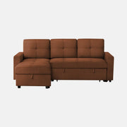 Divan Lit d'Angle Rouille 3 Places avec Chaise Longue et Rangement