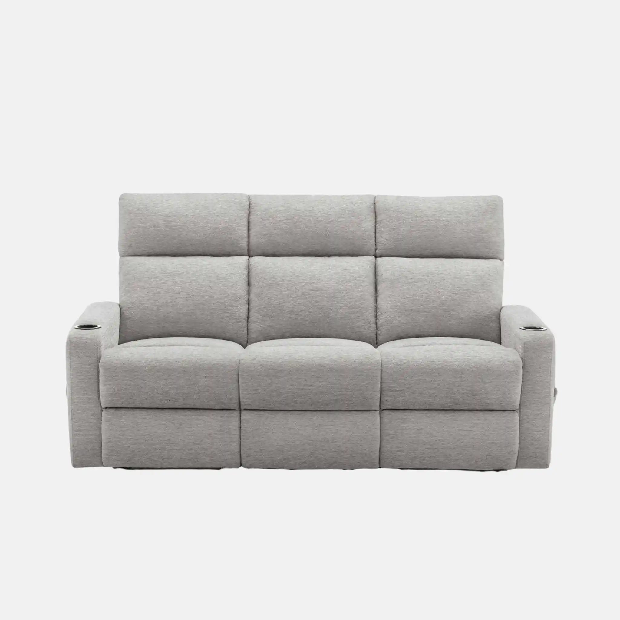 Canapé Inclinable Manuel Gris Clair 3 Places avec Porte-Gobelets