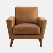 Fauteuil d'Appoint Similicuir Cognac 34 po Pieds Noyer
