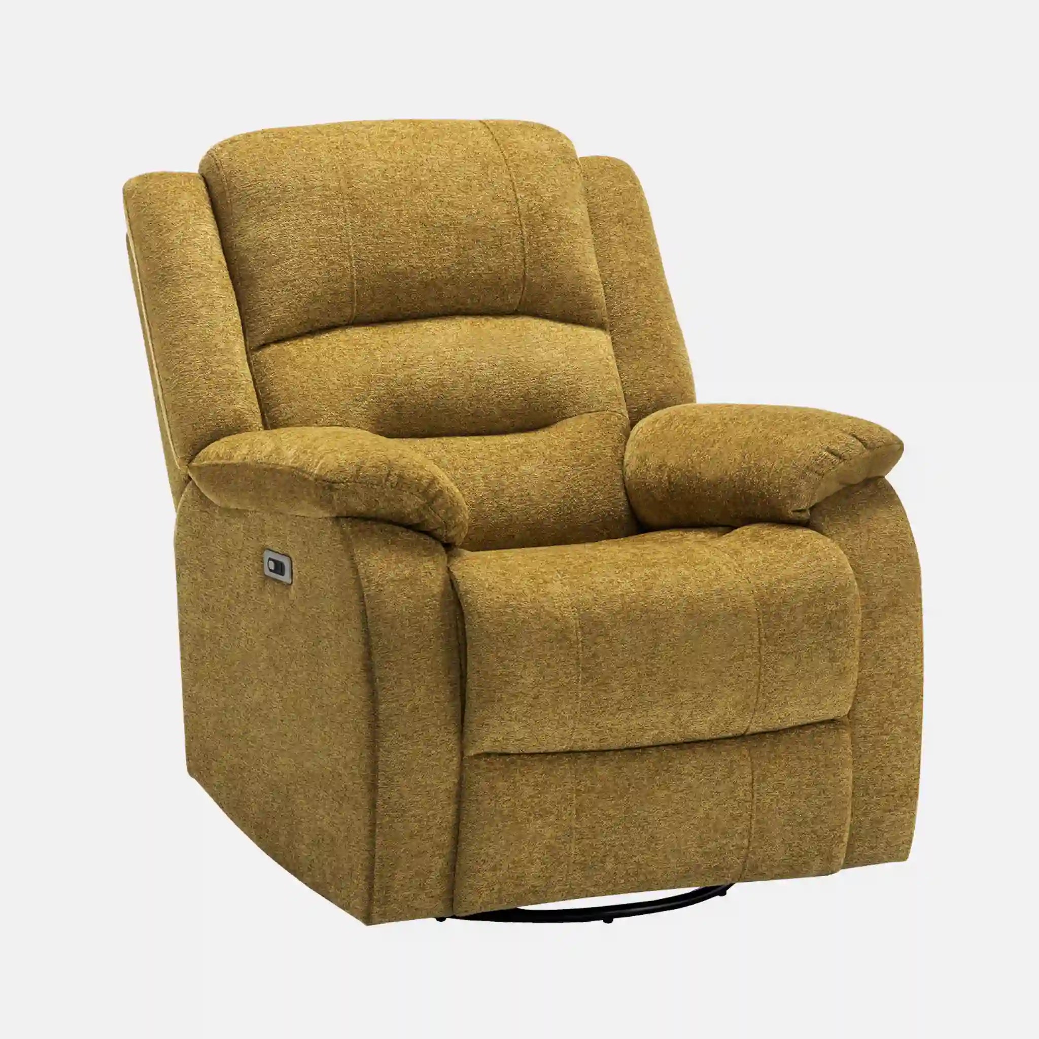 Fauteuil Inclinable Électrique Jaune Doré Berçant Pivotant avec USB