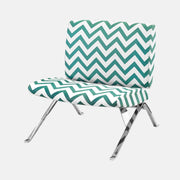 Chaise d'Appoint Motif Chevron Bleu Sarcelle et Pieds Chromés
