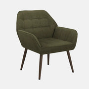 Fauteuil d'Appoint Vert Foncé et Pieds Fini Noyer