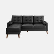 Monarch Canapé avec Chaise Longue 3 Places Réversible en Similicuir Noir 85"
