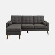 Monarch Canapé avec Chaise Longue 3 Places Réversible en Tissu Gris 85"