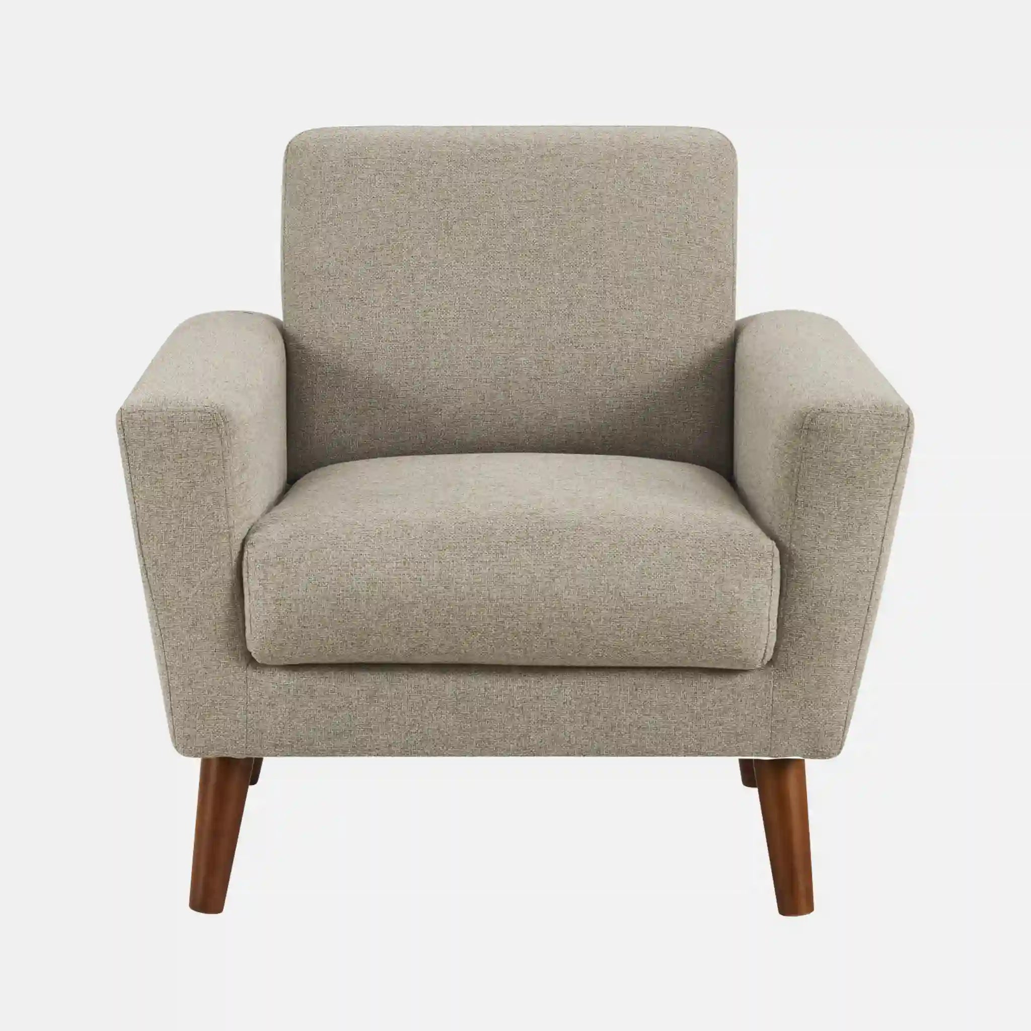 Fauteuil d'Appoint 34 po Tissu Brun Clair et Pieds Noyer