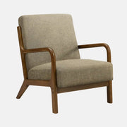 Fauteuil d'Appoint Brun Clair avec Accoudoirs en Bois Noyer