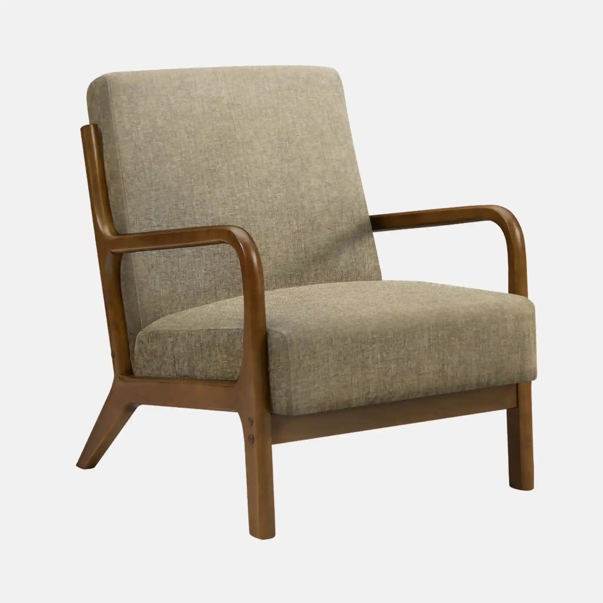 Fauteuil d'Appoint Brun Clair avec Accoudoirs en Bois Noyer