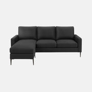 Monarch Canapé 3 Places Réversible Tissu Noir 85" | Chaise Longue