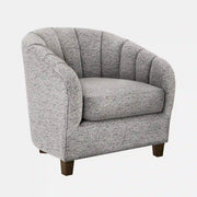 Silver Barrel Accent Chair in Fabric with Walnut Legs