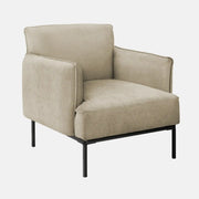 Fauteuil d'Appoint 33 po en Tissu Beige avec Pieds Métal Noir