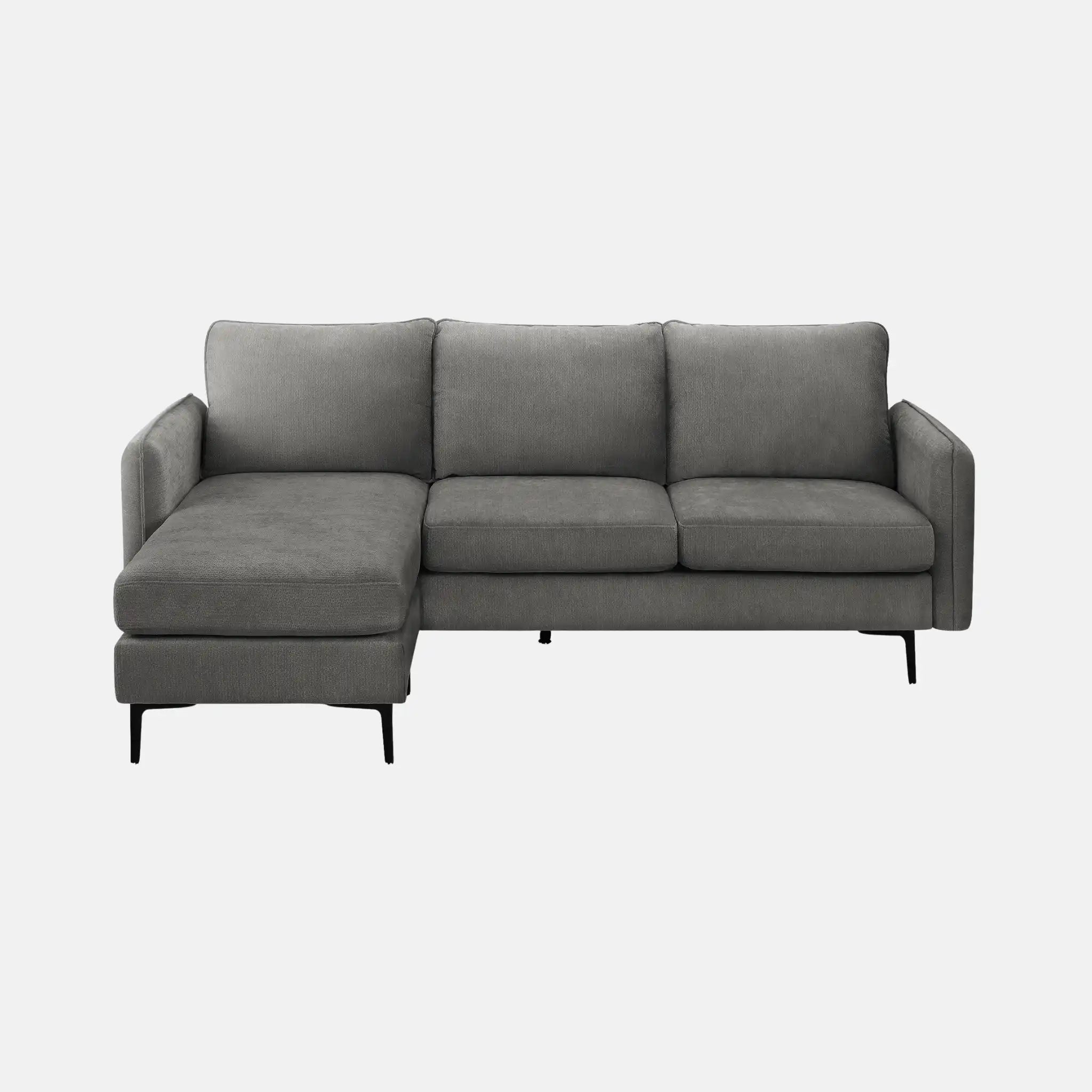 Monarch Specialties Canapé d'Angle 3 Places Réversible en Tissu Gris 85"