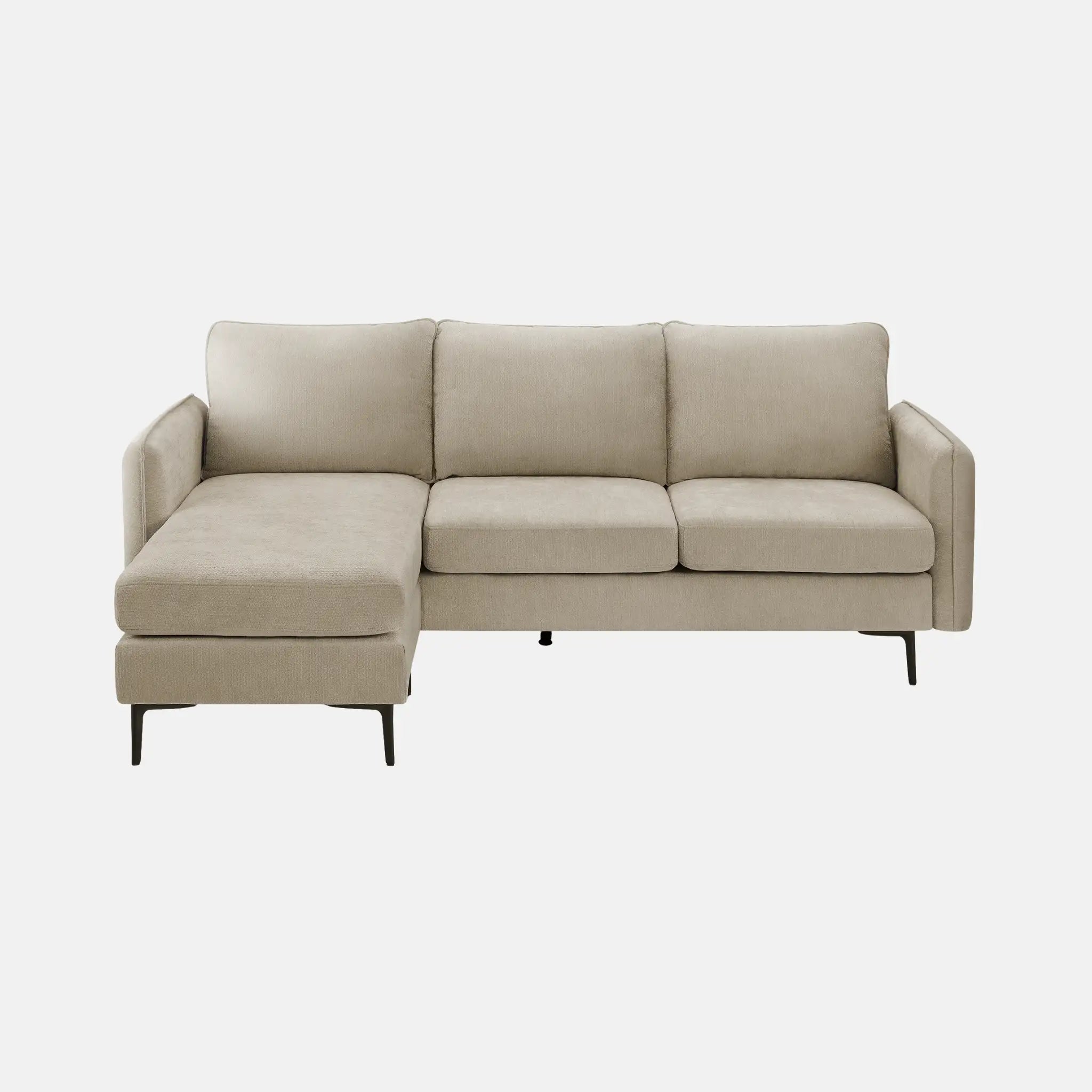 Monarch Canapé d'Angle Réversible en Tissu Beige 85"