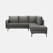 Sofa Sectionnel 3 Places en L Tissu Gris 85" Monarch | Bras Gauche