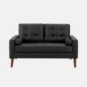 Causeuse 58 po cuir PU noir 2 coussins CK5A95