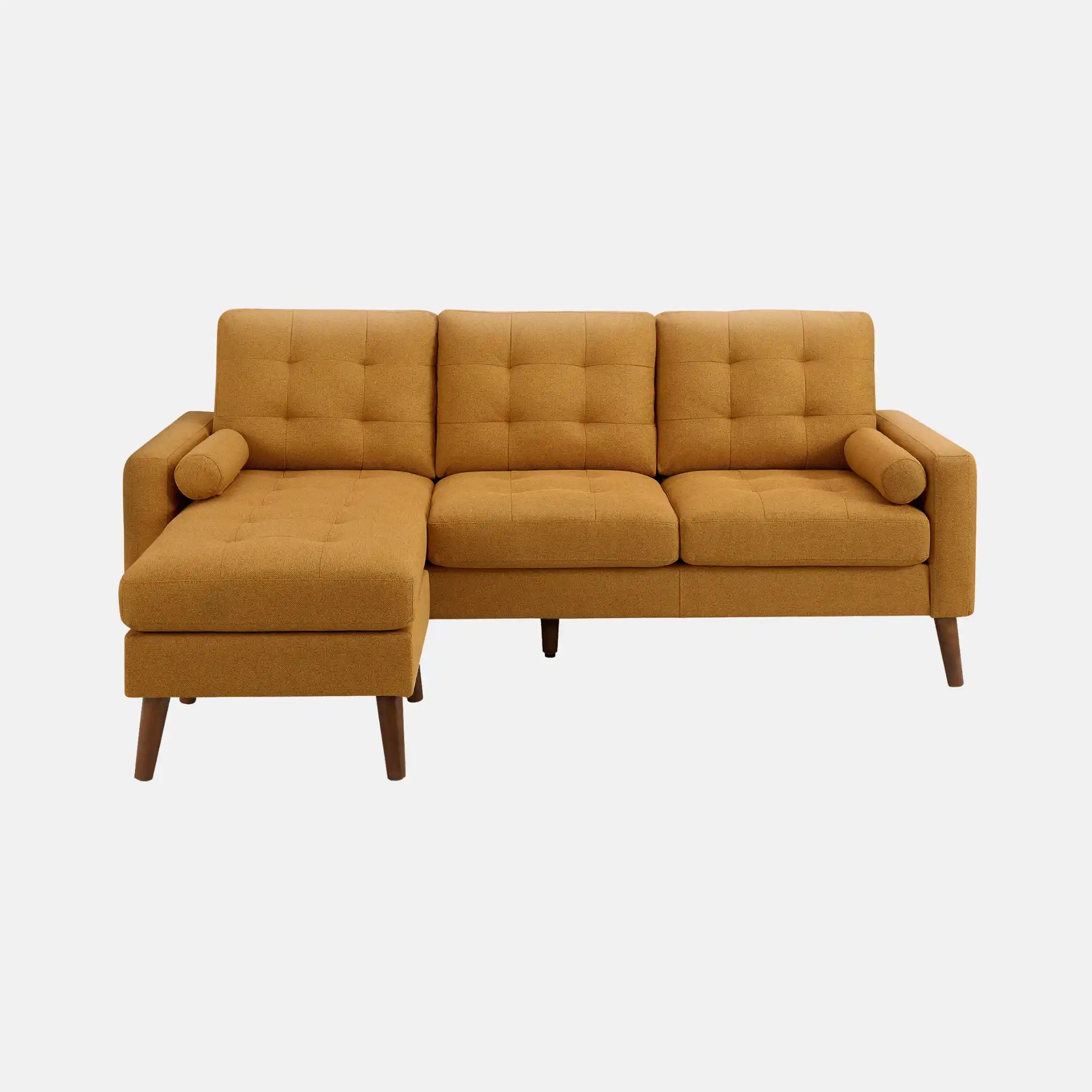 Monarch Specialties Canapé avec Chaise Longue 3 Places Réversible en Tissu Orange 85"