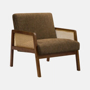 Chaise d'Appoint en Tissu Brun avec Côtés Tissés et Bois Noyer
