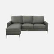 Canapé 3 Places Réversible Similicuir Gris Foncé 85" avec Chaise Longue