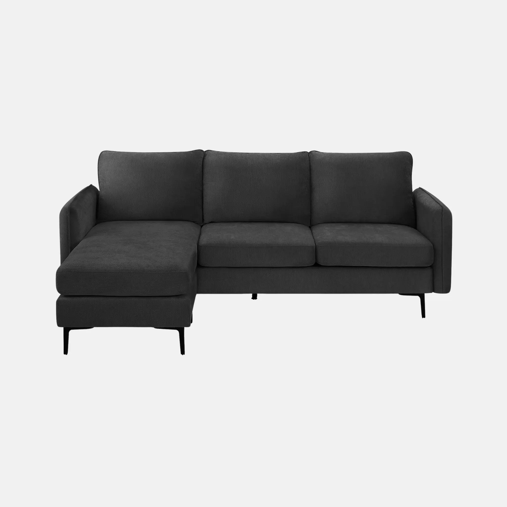 Monarch Canapé avec Chaise Longue 3 Places Réversible en Tissu Noir 85"