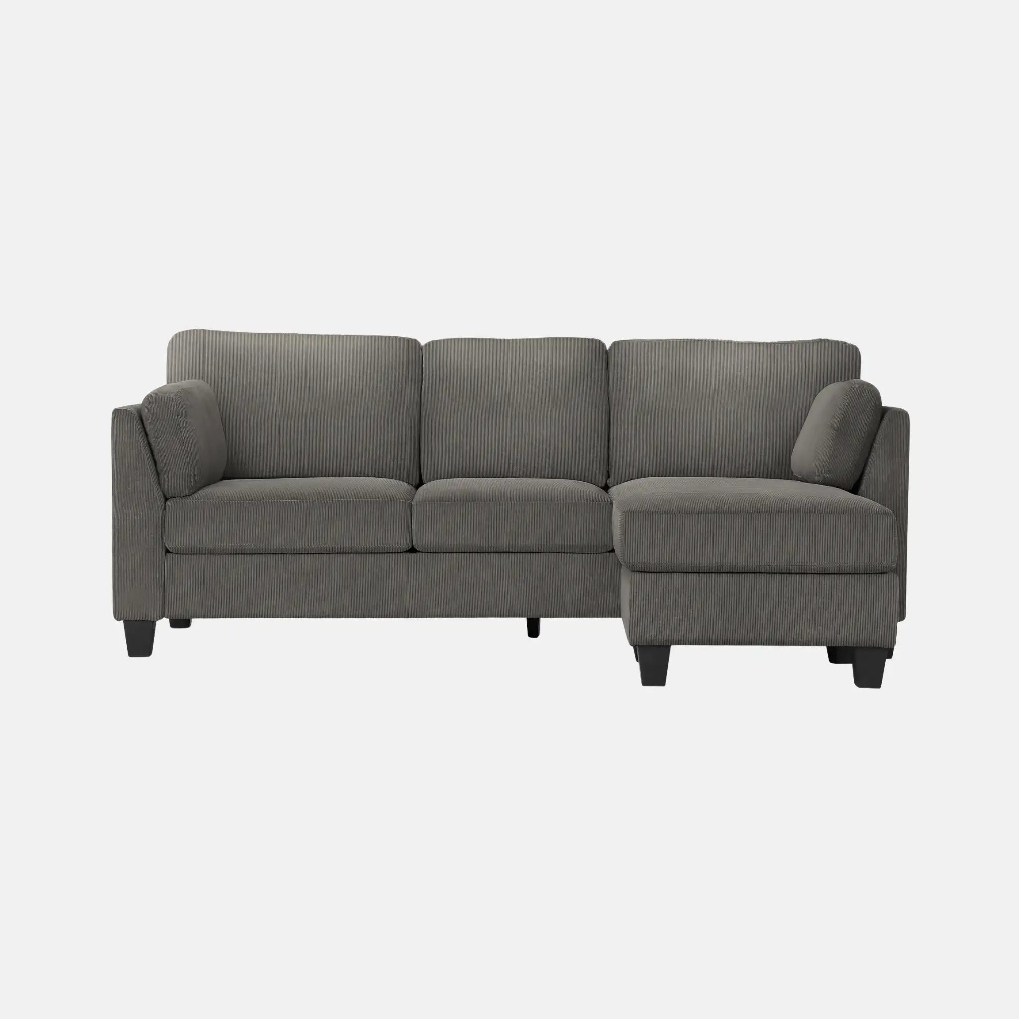 Sofa 3 Places Gris avec Méridienne Réversible 87" Monarch