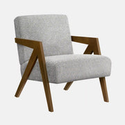 Fauteuil d'Appoint Gris Clair avec Accoudoirs en Bois Noyer