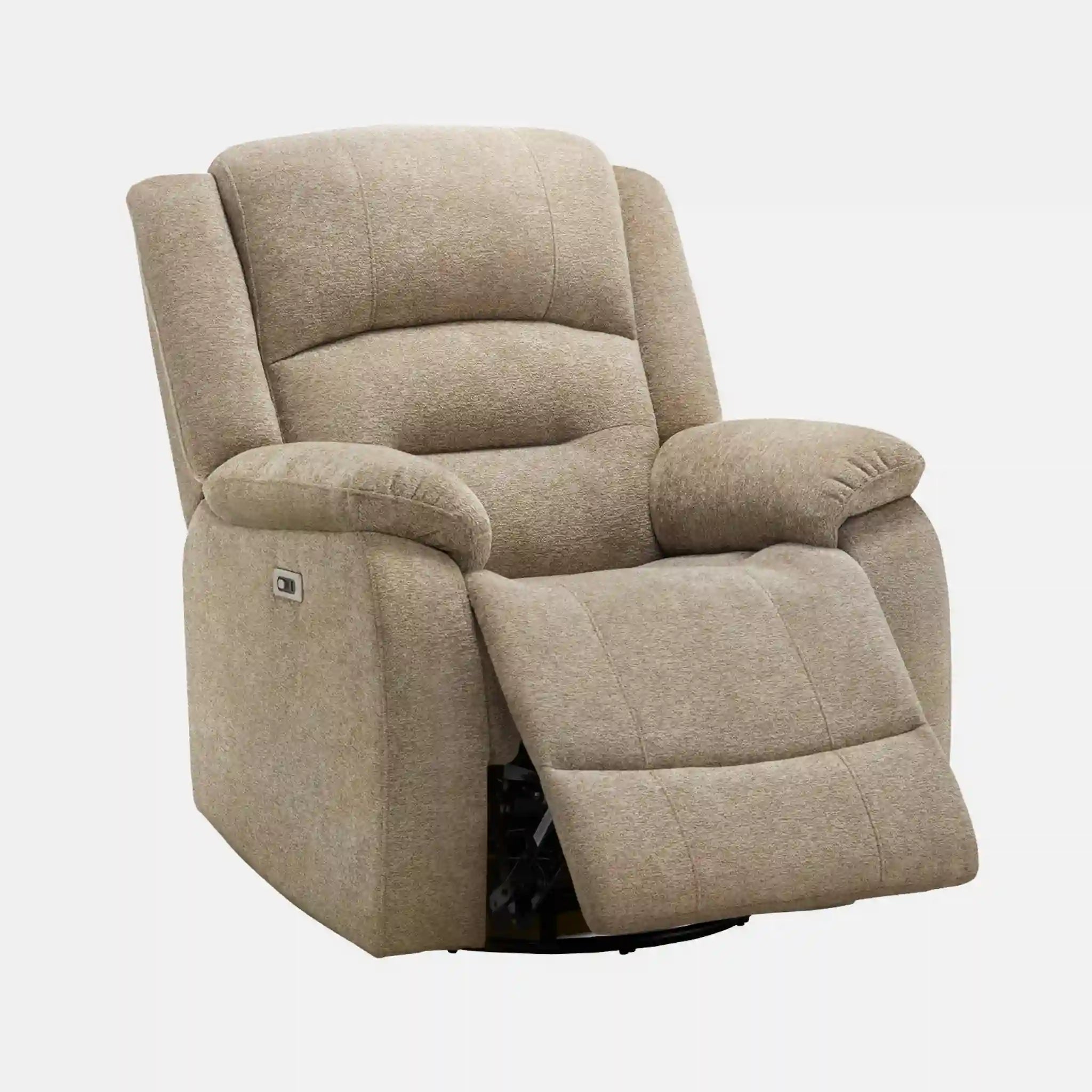 Fauteuil Inclinable Motorisé Beige Pivotant et Berçant avec Port USB