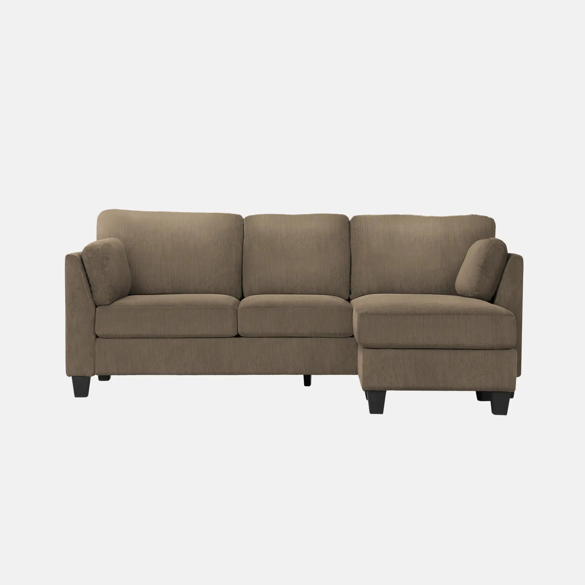 Sofa 3 Places avec Méridienne Réversible 87" Tissu Brun Monarch