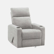 Chaise Inclinable Manuelle en Tissu Gris Clair avec Porte-Gobelets