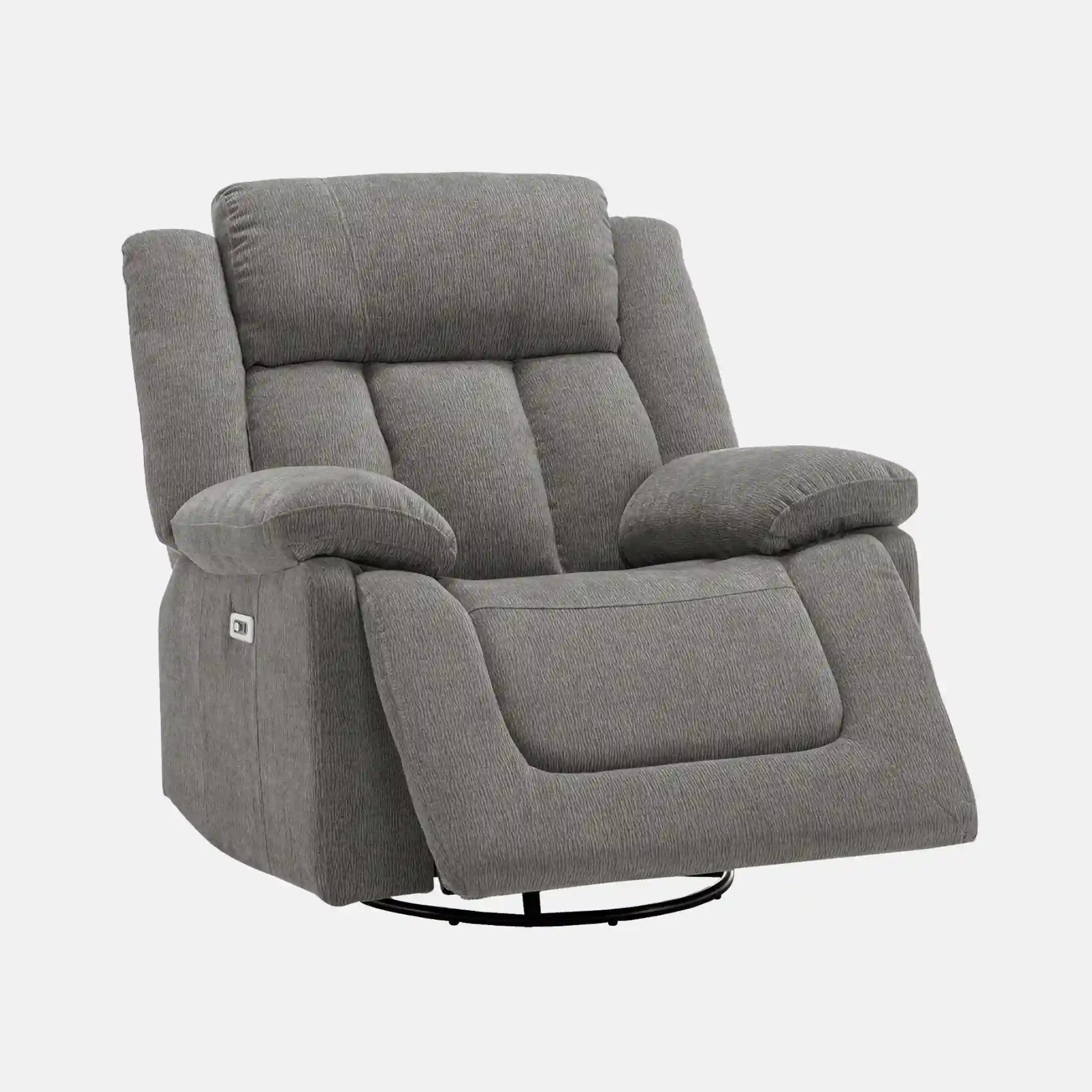 Fauteuil Inclinable Électrique Gris Clair Berçant Pivotant avec USB